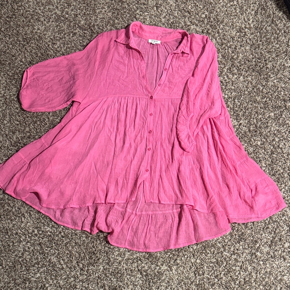 Umgee Vibrant Pink Flowy Blouse